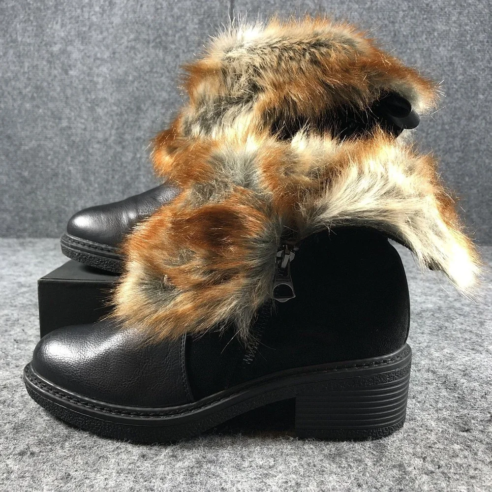Patrizia by Spring‎ Step Boots Womens Size 6 Black Saige-B Faux Fur Ankle Zip